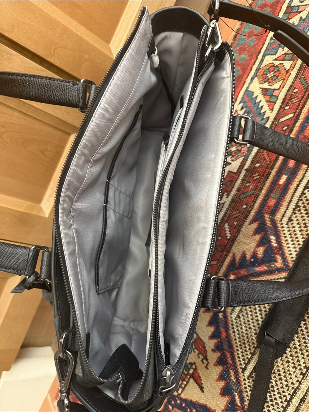 Tumi Unisex Two-Tone Gray and Black Tote Bag